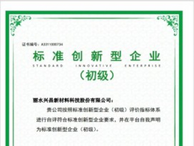全縣首家！遂昌一企業(yè)通過國家級標(biāo)準(zhǔn)創(chuàng)新型企業(yè)認(rèn)定